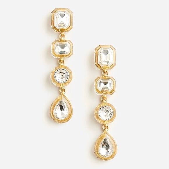J.Crew | Geometric Acetate Drop Earrings | Crystal | 3” Length - Picture 1 of 3